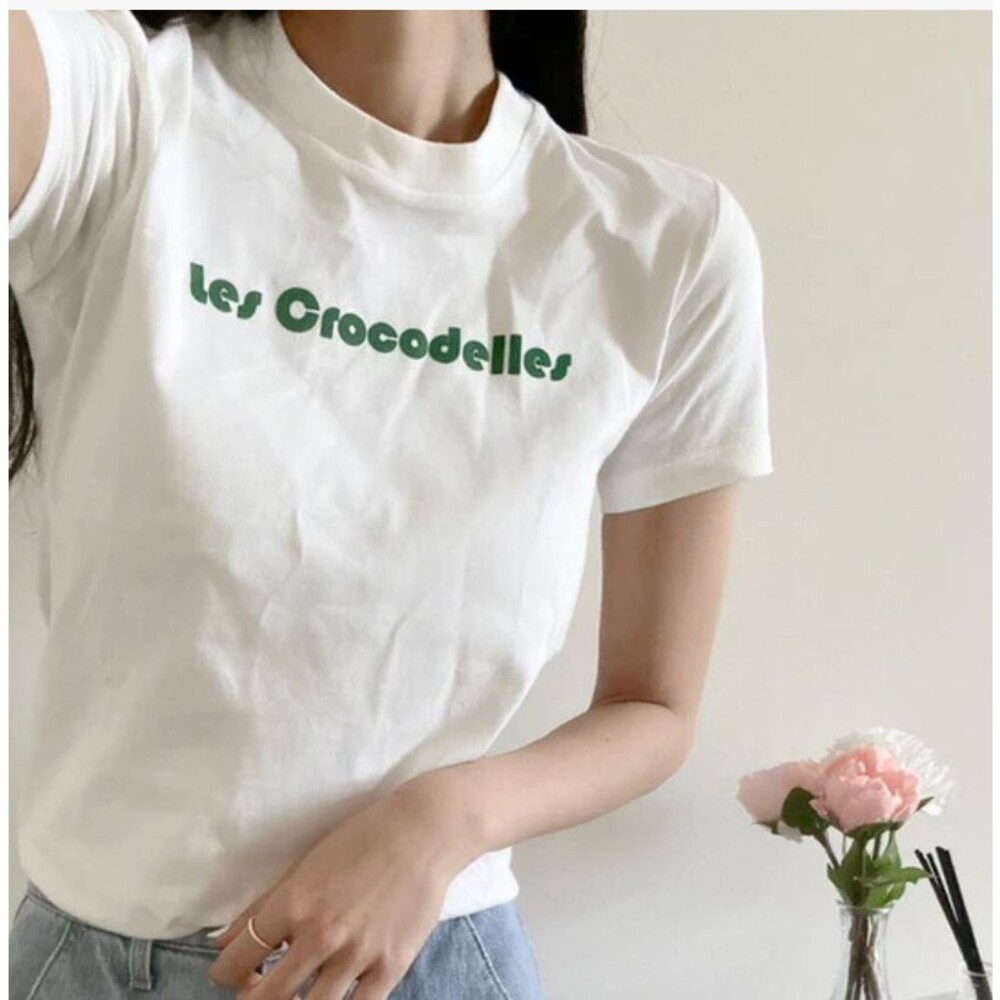 Lacoste x Bandier Les Crocodelles White Graphic T-Shirt Women's Size 42 Large